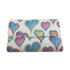 Dooney & Bourke Y2K Vintage Rainbow Hearts Wallet Checkbook Trifold